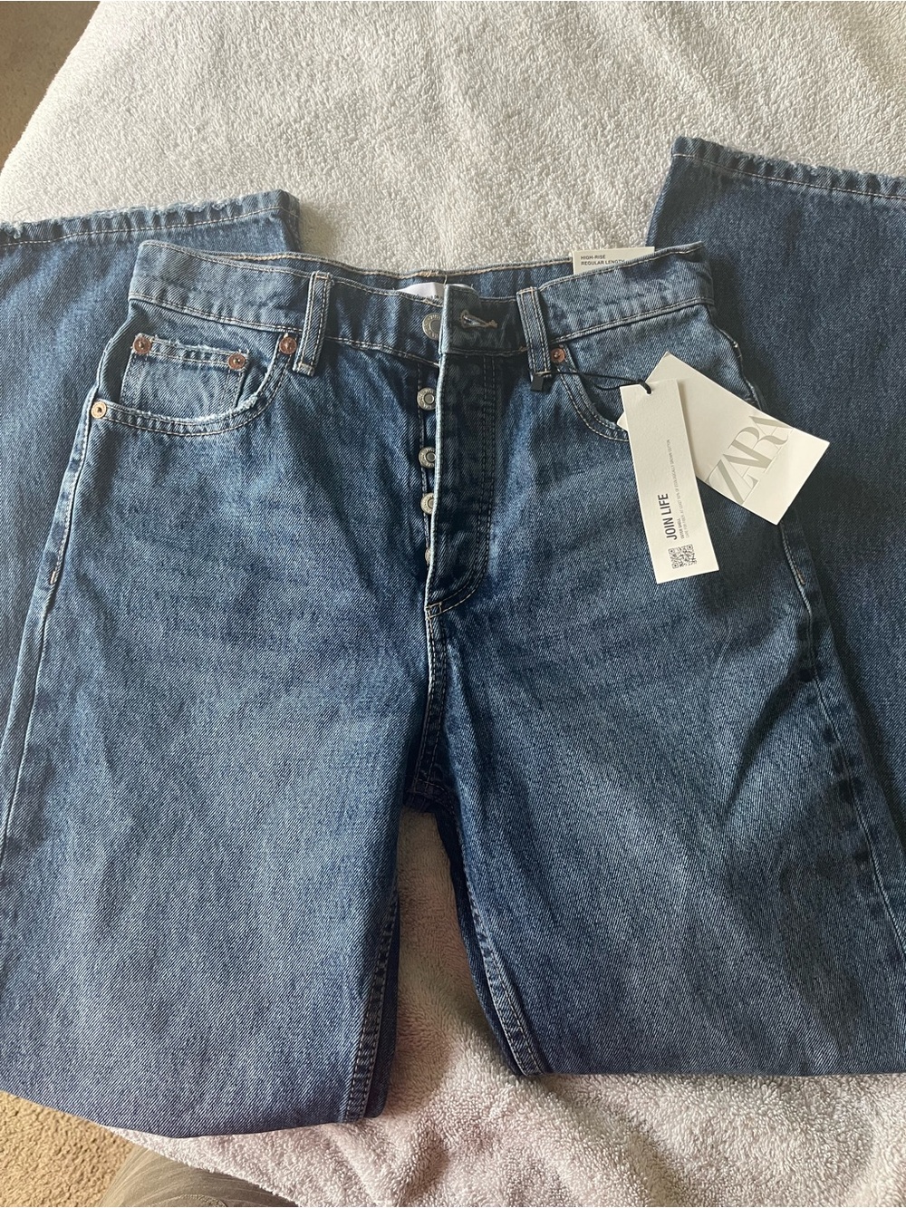 Zara High-Waist Button-Fly Women’s Jeans - Blue